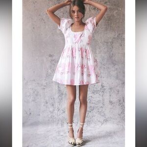 LoveShackFancy Floral Pink and White Dress
